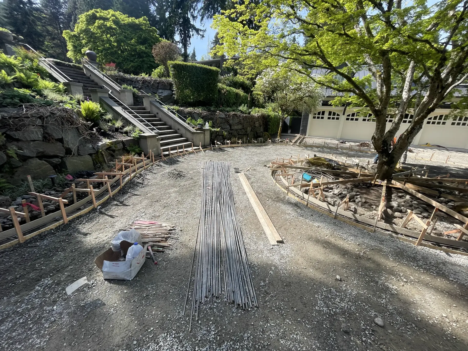 Wide overview of a cleared and graded construction lot