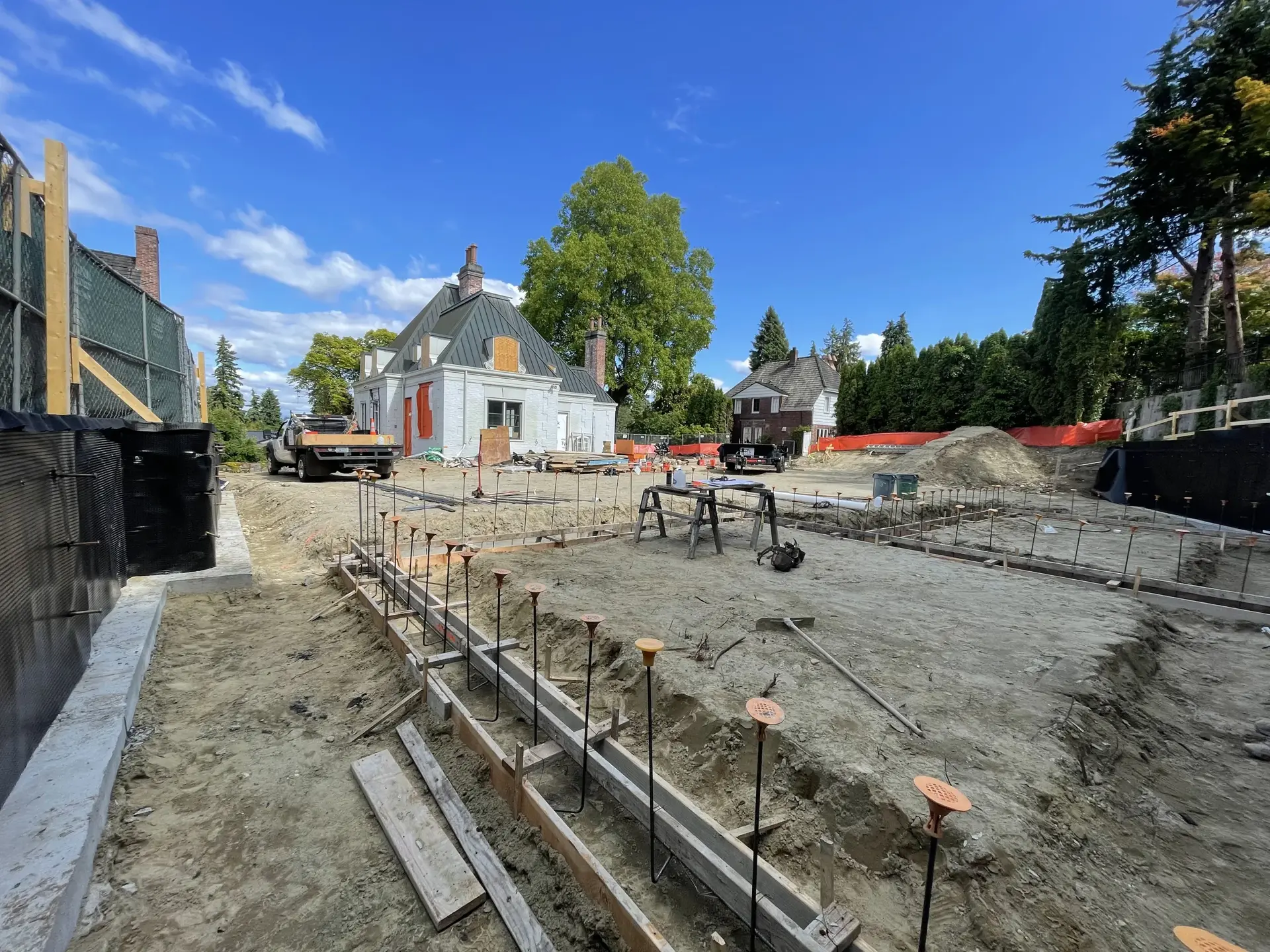 Foundation footing forms and rebar on a residential lot — HTS Concrete & Construction