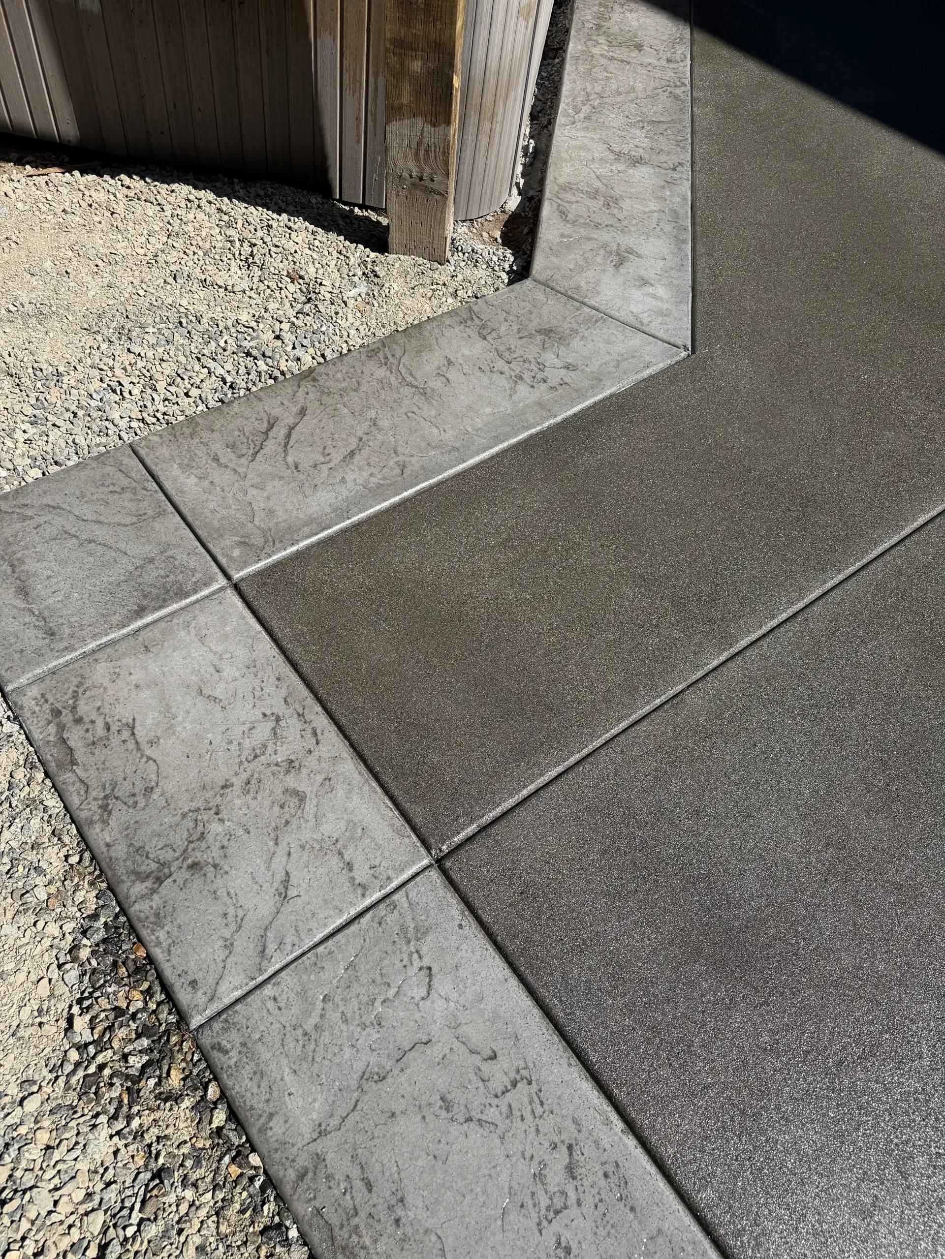 Charcoal patio with stamped border