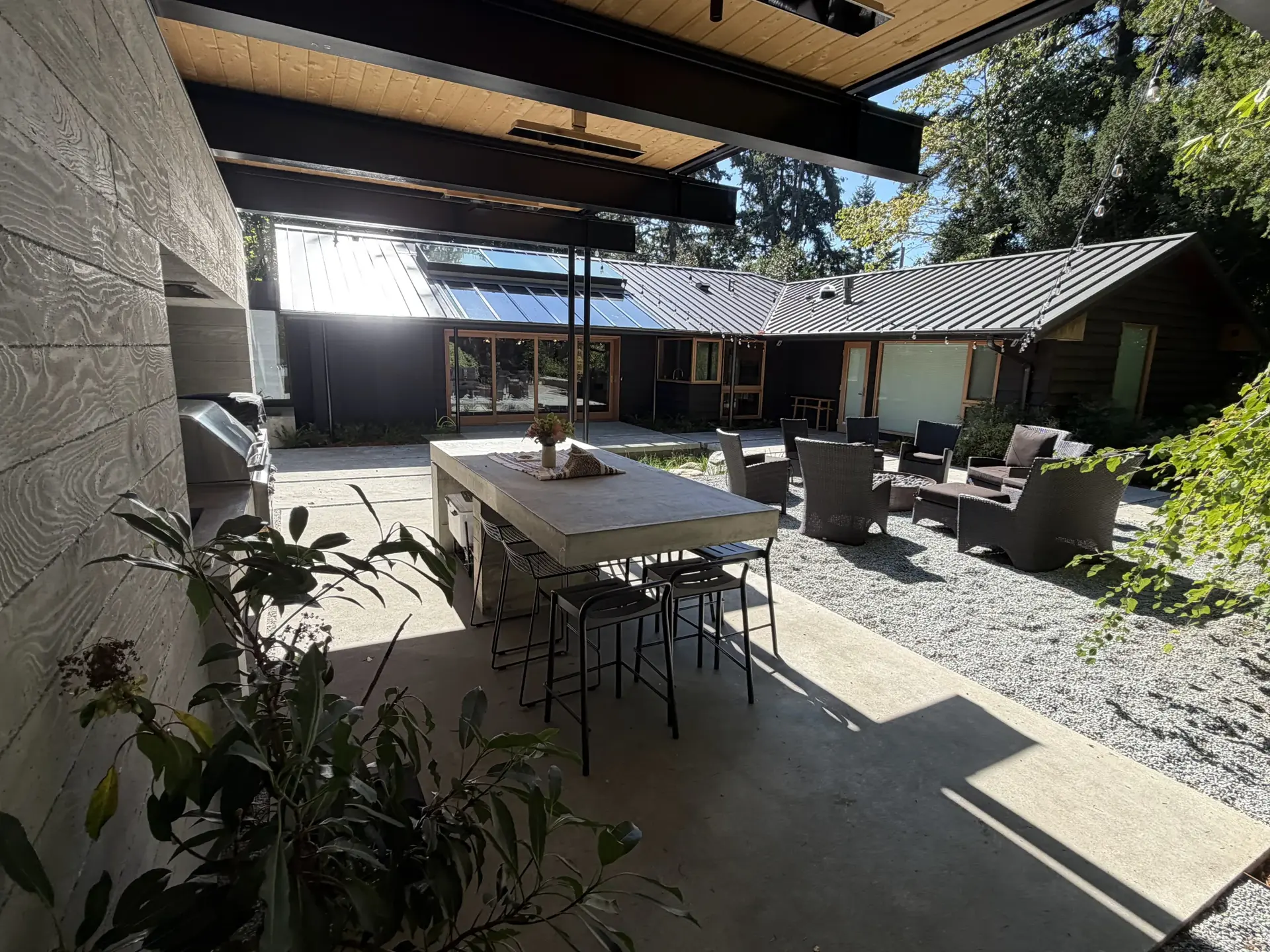 Board-formed concrete outdoor kitchen island